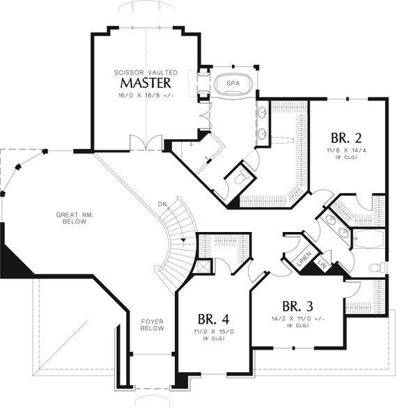 Architectural House Design - European Floor Plan - Upper Floor Plan #48-546