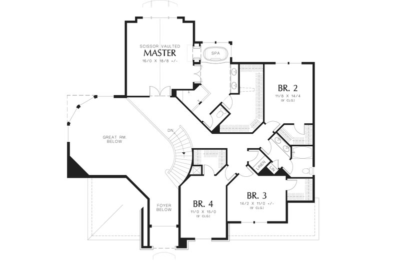 House Design - Floor Plan - Upper Floor for European House Plan #48-546 - 4 bed, 2.5 bath