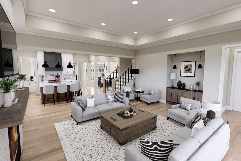 Architectural House Design - Interior - Family Room 2 for Farmhouse House Plan #51-1562 - 3 bed, 3.5 bath