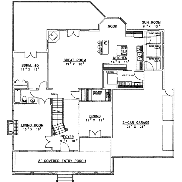 House Design - Country Floor Plan - Main Floor Plan #117-291