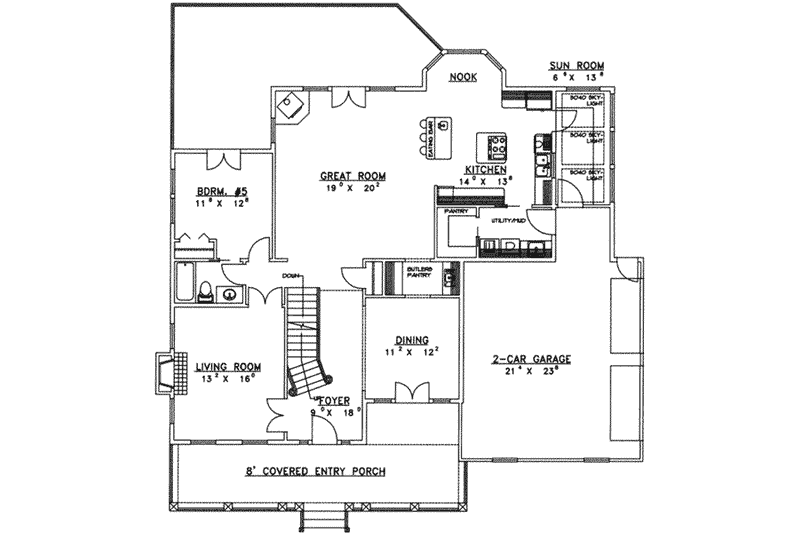 Dream House Plan - Floor Plan - Main Floor for Country House Plan #117-291 - 5 bed, 5 bath