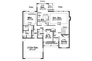 Floor Plan - Main Floor for Farmhouse House Plan #126-179 - 3 bed, 2 bath