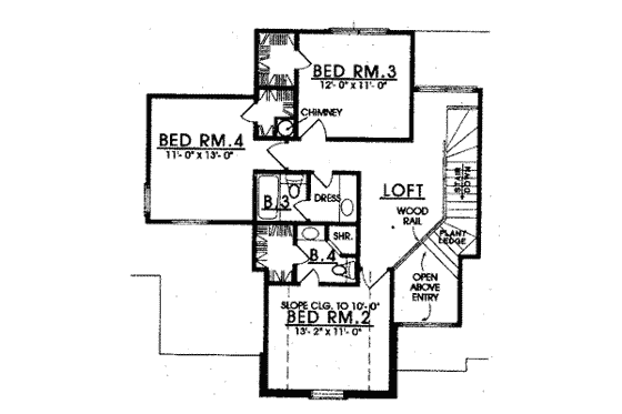 Floor Plan - Upper Floor for European House Plan #40-259 - 4 bed, 3.5 bath
