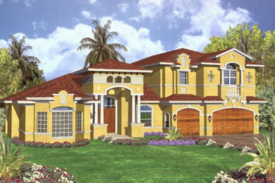 Exterior - Front Elevation for Mediterranean House Plan #420-294 - 5 bed, 5.5 bath