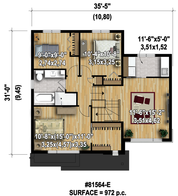 Modern Floor Plan - Upper Floor Plan #25-4589