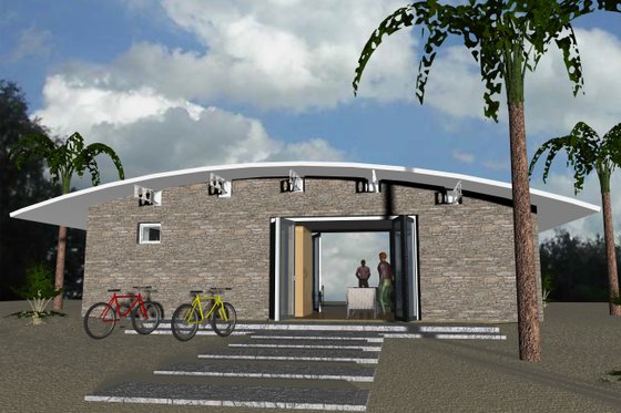 Exterior - Front Elevation for Modern House Plan #535-7 - 1 bed, 1 bath