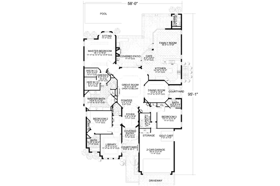 Floor Plan - Main Floor for Mediterranean House Plan #420-129 - 3 bed, 3.5 bath