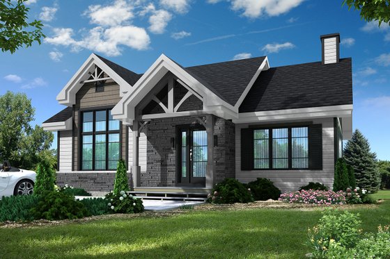 Exterior - Front Elevation 4 for Craftsman House Plan #23-2664 - 2 bed, 1 bath