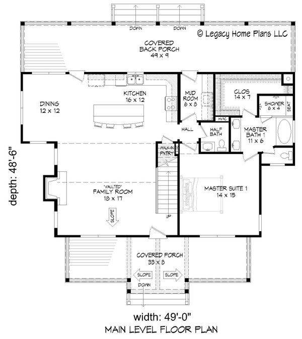 Southern Floor Plan - Main Floor Plan #932-785