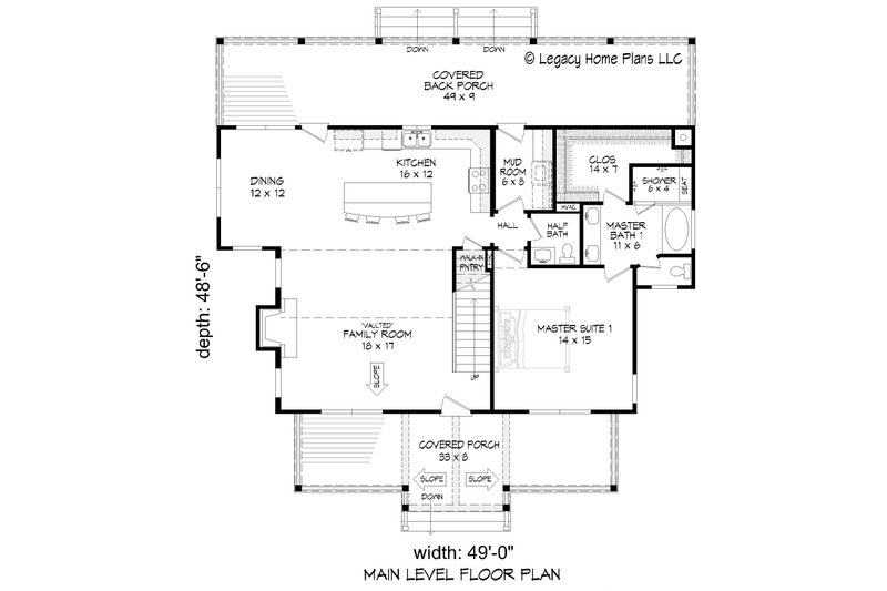 House Plan Design - Floor Plan - Main Floor for Southern House Plan #932-785 - 3 bed, 2.5 bath