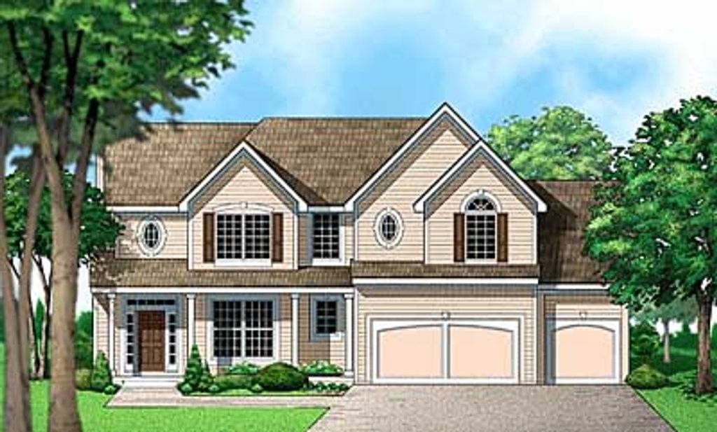 Exterior - Front Elevation 2 for Traditional House Plan #67-486 - 4 bed, 2.5 bath