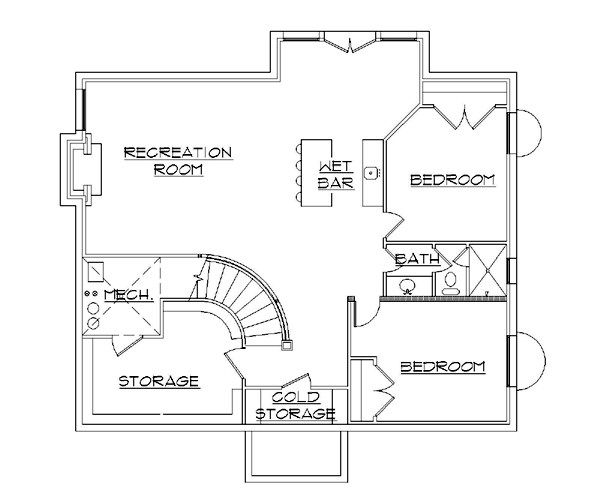 Dream House Plan - European Floor Plan - Lower Floor Plan #5-373