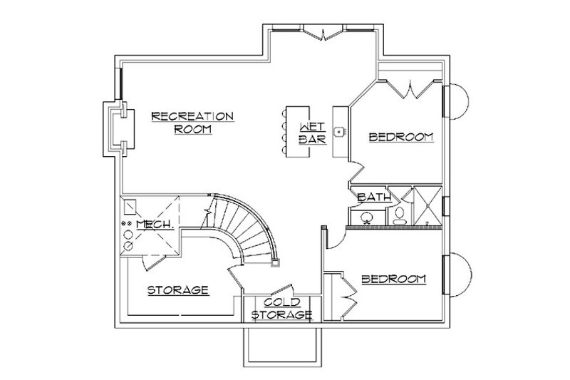 House Design - Floor Plan - Lower Floor for European House Plan #5-373 - 6 bed, 3.5 bath