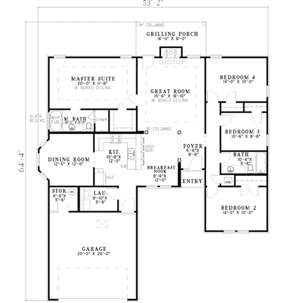 Traditional Style House Plan - 4 Beds 2 Baths 1760 Sq/Ft Plan #17-2254 ...