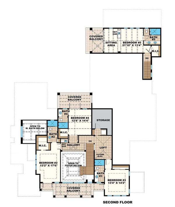 Mediterranean Floor Plan - Upper Floor Plan #27-558