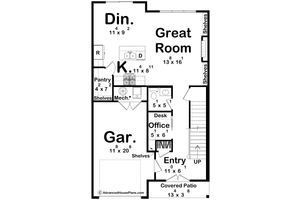 Floor Plan - Main Floor for Cottage House Plan #455-715 - 3 bed, 2.5 bath