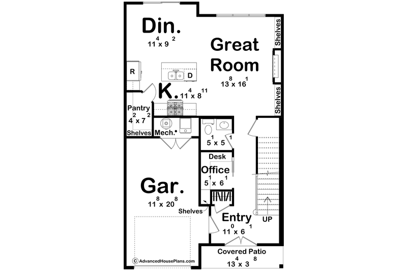 Architectural House Design - Floor Plan - Main Floor for Cottage House Plan #455-715 - 3 bed, 2.5 bath