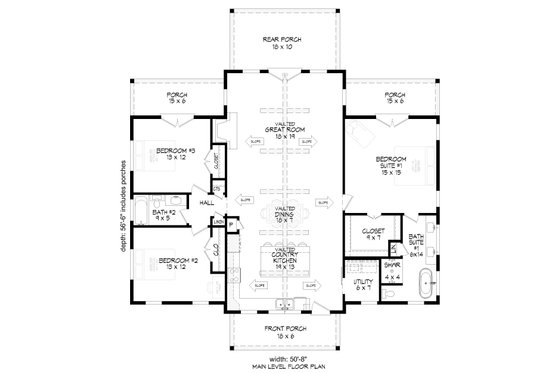 Floor Plan - Main Floor for Barndominium House Plan #932-1133 - 3 bed, 2 bath