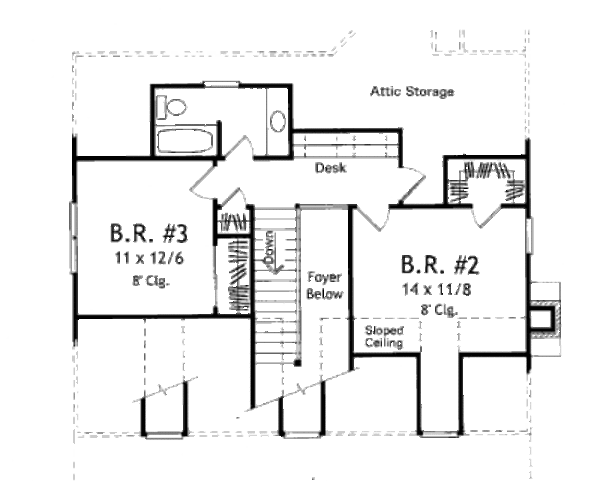 Farmhouse Floor Plan - Upper Floor Plan #41-133
