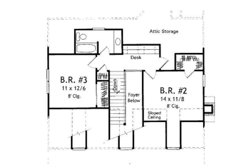 Dream House Plan - Floor Plan - Upper Floor for Farmhouse House Plan #41-133 - 3 bed, 2.5 bath