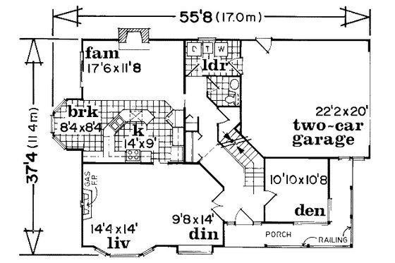 Floor Plan - Main Floor for Traditional House Plan #47-576 - 3 bed, 2.5 bath