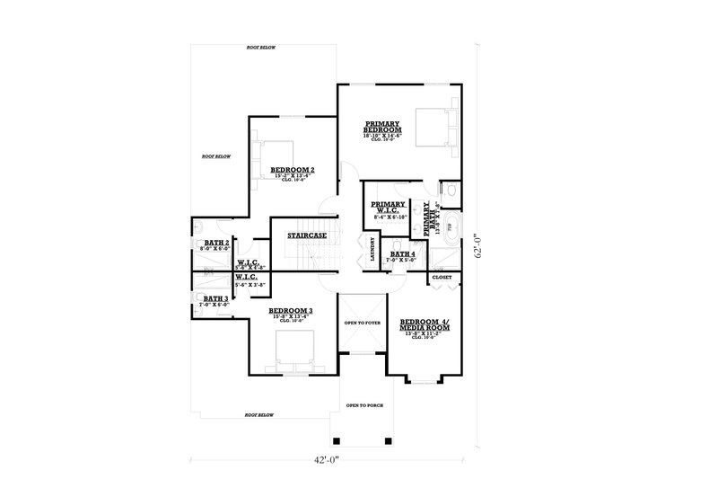 Home Plan - Floor Plan - Upper Floor for Farmhouse House Plan #1112-4 - 4 bed, 4 bath