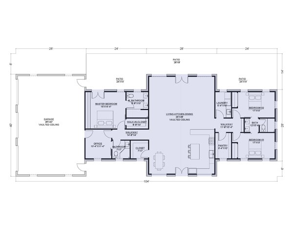 Barndominium Floor Plan - Main Floor Plan #1107-40