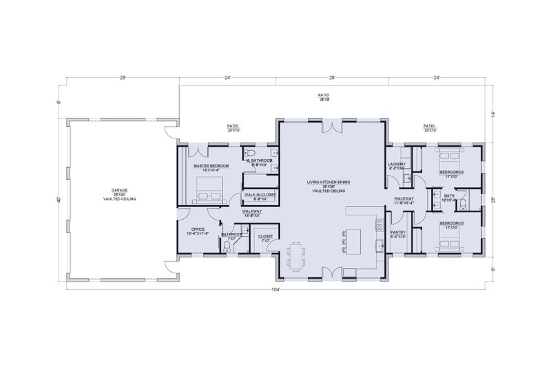 Dream House Plan - Floor Plan - Main Floor for Barndominium House Plan #1107-40 - 3 bed, 3 bath