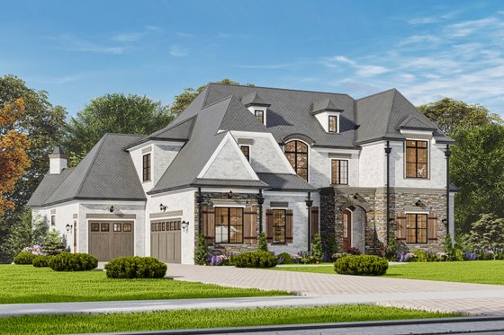 Exterior - Front Elevation 4 for European House Plan #54-718 - 5 bed, 5.5 bath