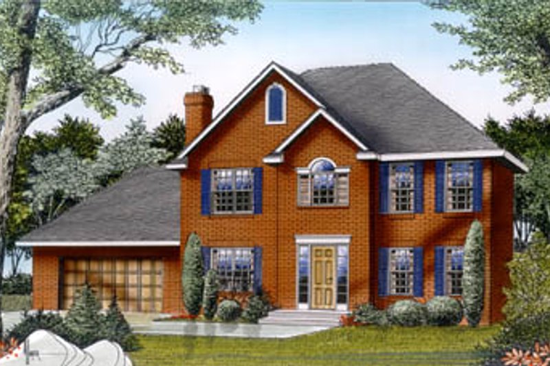 House Blueprint - Colonial Exterior - Front Elevation Plan #87-205