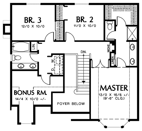 Traditional Floor Plan - Upper Floor Plan #48-204