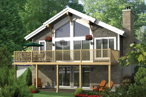 Cabin Exterior - Front Elevation Plan #25-4523