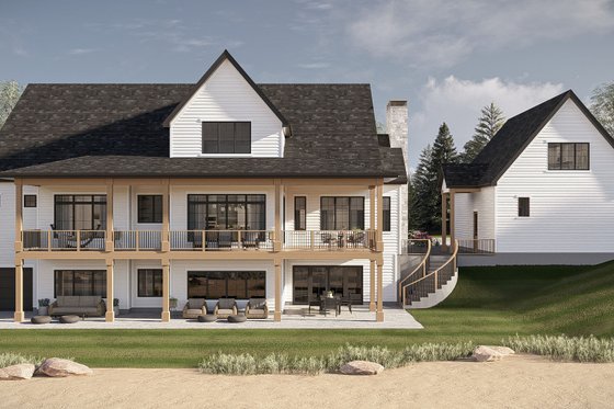 Exterior - Rear Elevation for Traditional House Plan #455-787 - 4 bed, 4 bath