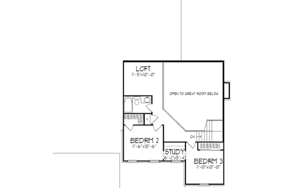 Floor Plan - Upper Floor for Country House Plan #320-474 - 3 bed, 2.5 bath