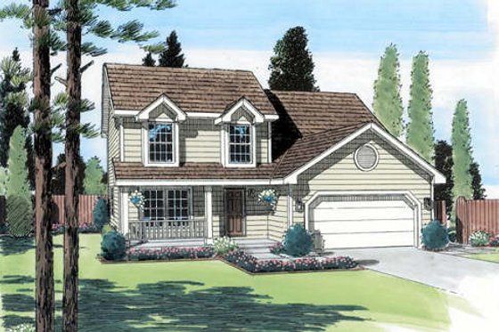 Exterior - Front Elevation for Country House Plan #312-547 - 4 bed, 2.5 bath