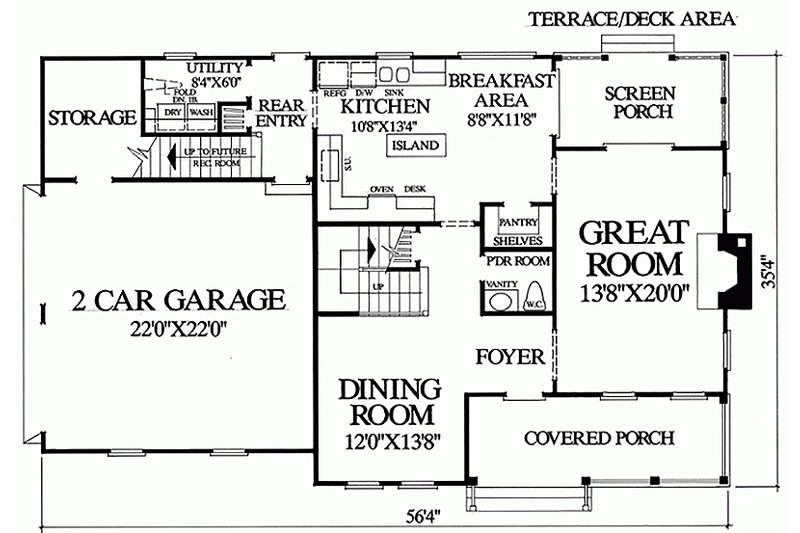 Home Plan - Floor Plan - Main Floor for Southern House Plan #137-165 - 3 bed, 2.5 bath