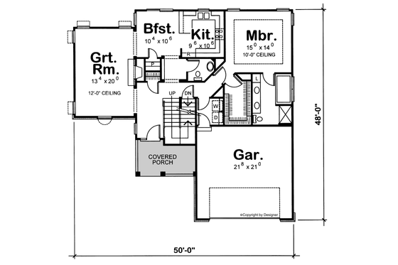 Floor Plan - Main Floor for European House Plan #20-244 - 3 bed, 2.5 bath