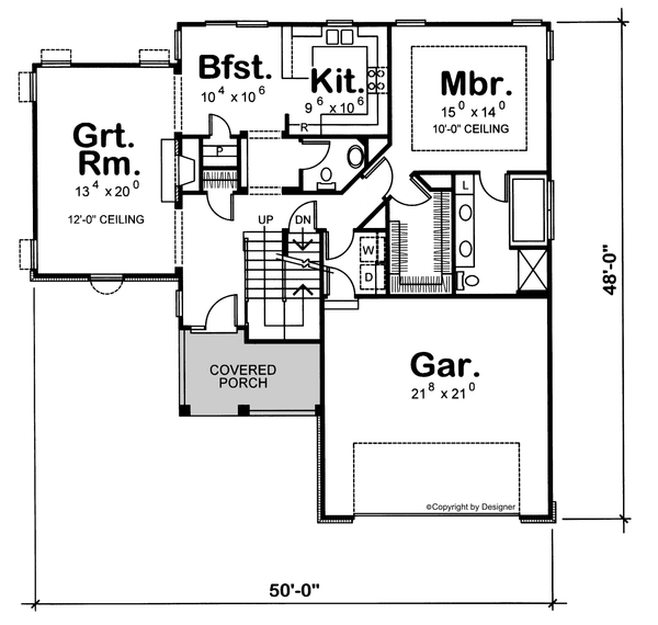 Home Plan - Floor Plan - Main Floor for European House Plan #20-244 - 3 bed, 2.5 bath