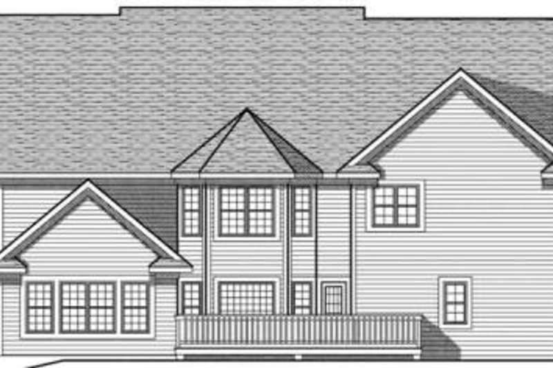 Home Plan - Exterior - Rear Elevation for European House Plan #70-638 - 4 bed, 3.5 bath