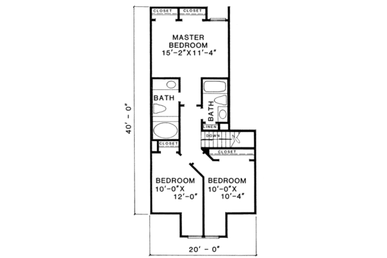 Floor Plan - Upper Floor for Contemporary House Plan #10-224 - 3 bed, 2.5 bath