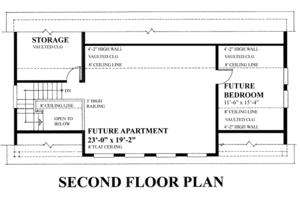 Floor Plan - Upper Floor for Traditional House Plan #118-126 - 1 bed, 1 bath