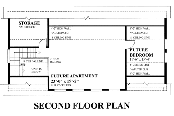 Floor Plan - Upper Floor for Traditional House Plan #118-126 - 1 bed, 1 bath