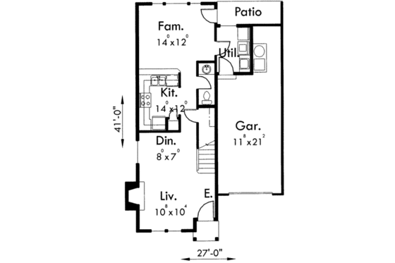 Floor Plan - Main Floor for Traditional House Plan #303-376 - 3 bed, 2.5 bath