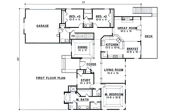 Mediterranean Floor Plan - Main Floor Plan #67-681