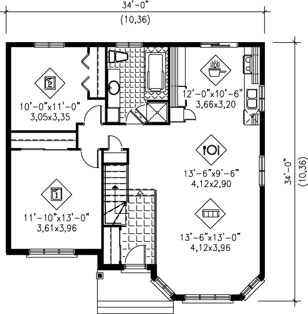 House Blueprint - Cottage Floor Plan - Main Floor Plan #25-122