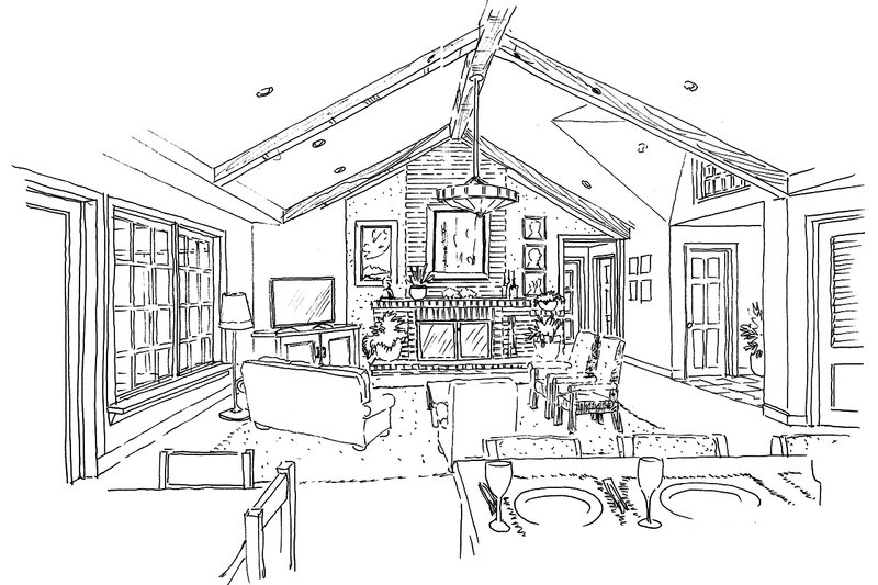 House Blueprint - Interior - Family Room for Cottage House Plan #942-42 - 3 bed, 3.5 bath