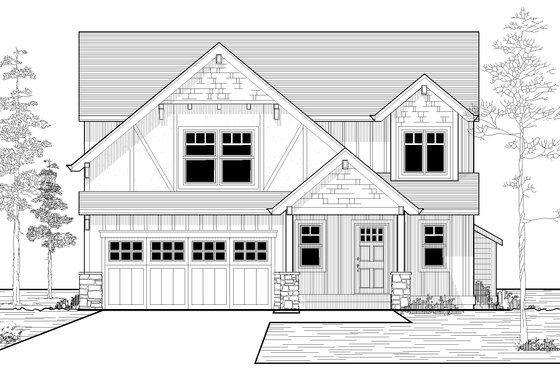 Exterior - Front Elevation for Craftsman House Plan #53-525 - 3 bed, 2.5 bath