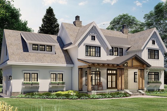 Exterior - Front Elevation 4 for Farmhouse House Plan #51-1162 - 4 bed, 3.5 bath