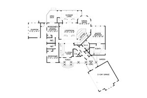 Floor Plan - Main Floor for Craftsman House Plan #54-530 - 3 bed, 3.5 bath