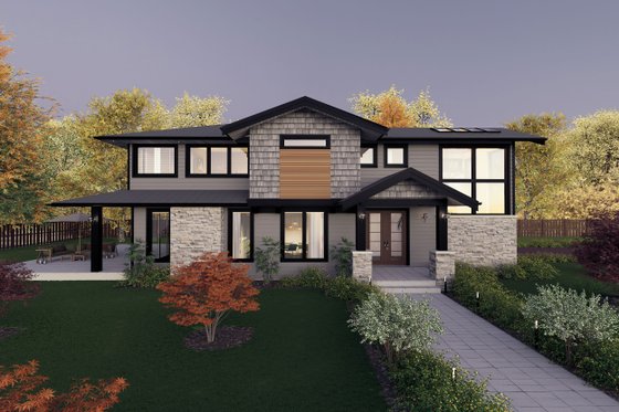 Exterior - Front Elevation 4 for European House Plan #1101-16 - 4 bed, 3.5 bath